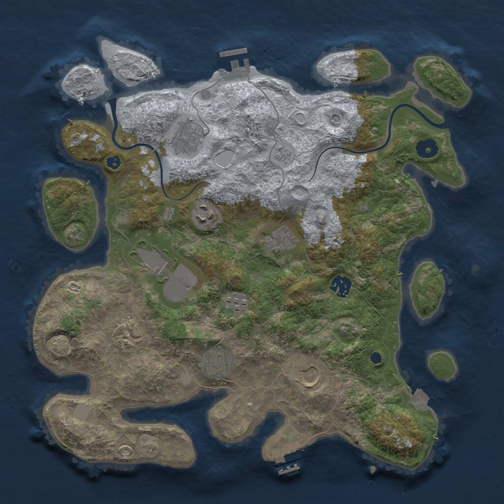 Rust Map: Procedural Map, Size: 3650, Seed: 1326732918, 15 Monuments