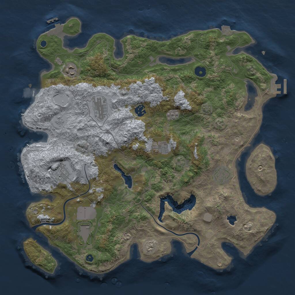 Rust Map: Procedural Map, Size: 4000, Seed: 24979, 14 Monuments