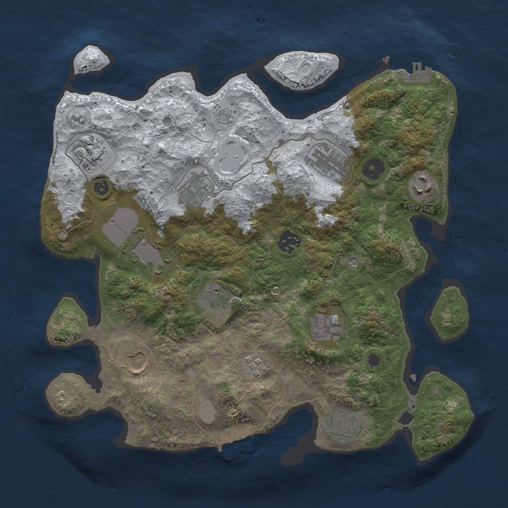 Rust Map: Procedural Map, Size: 3500, Seed: 1204083431, 20 Monuments