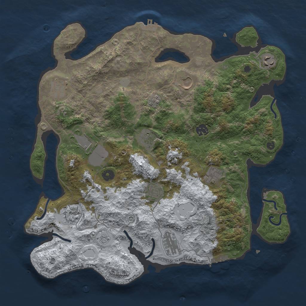 Rust Map: Procedural Map, Size: 3850, Seed: 1692603129, 20 Monuments