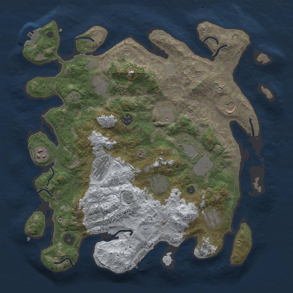 Rust Map: Procedural Map, Size: 3850, Seed: 1231664280, 19 Monuments