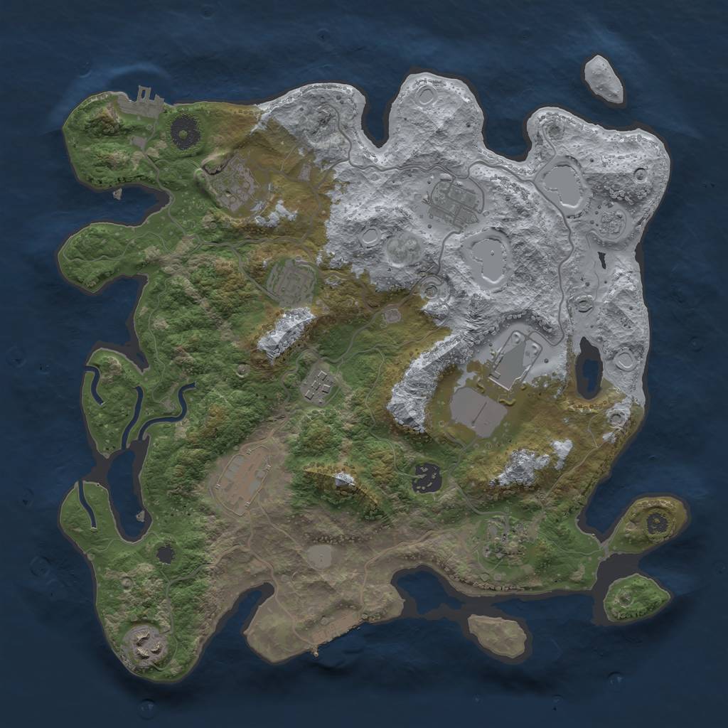 Rust Map: Procedural Map, Size: 3500, Seed: 2139996547, 16 Monuments