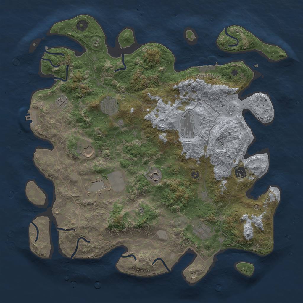 Rust Map: Procedural Map, Size: 4000, Seed: 18702, 17 Monuments