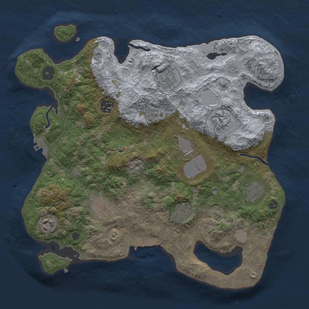 Rust Map: Procedural Map, Size: 3500, Seed: 28257870, 18 Monuments