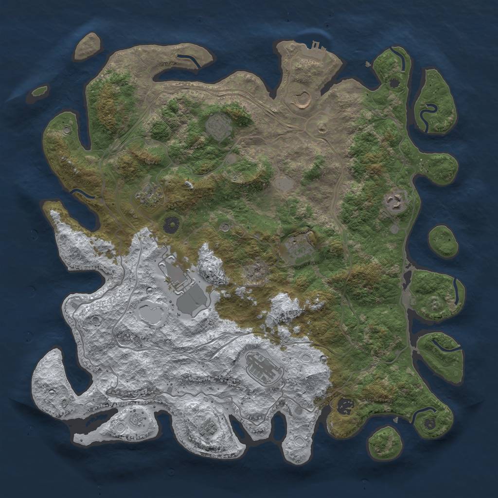 Rust Map: Procedural Map, Size: 4390, Seed: 719664103, 17 Monuments