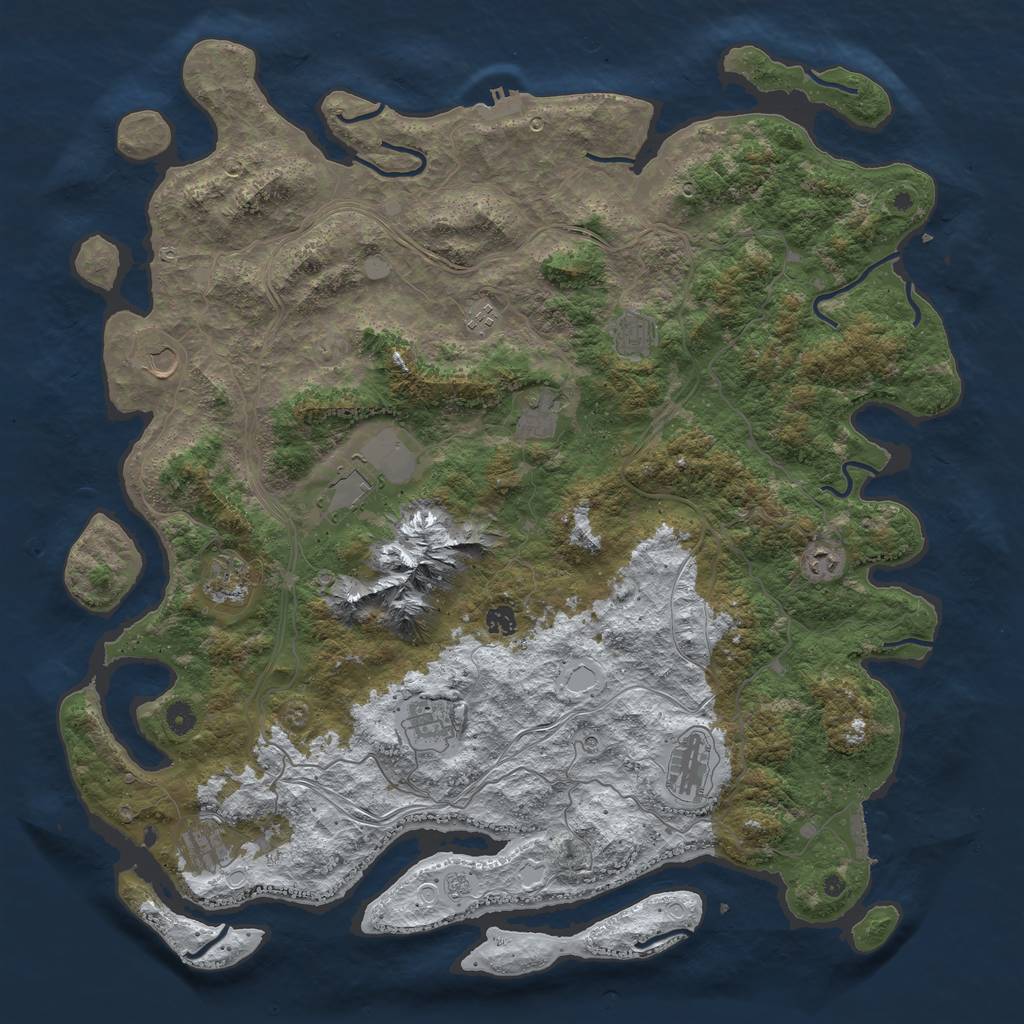 Rust Map: Procedural Map, Size: 5000, Seed: 738590157, 20 Monuments