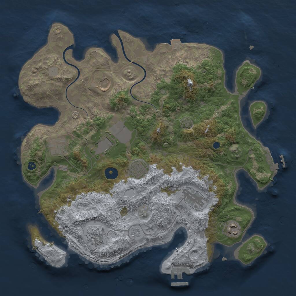 Rust Map: Procedural Map, Size: 3500, Seed: 334060724, 12 Monuments
