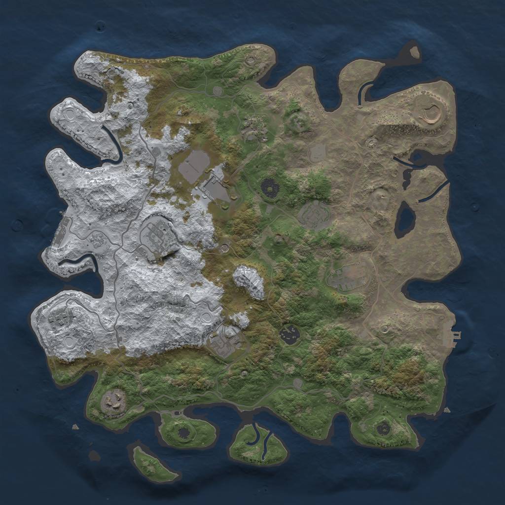 Rust Map: Procedural Map, Size: 4000, Seed: 725980, 19 Monuments