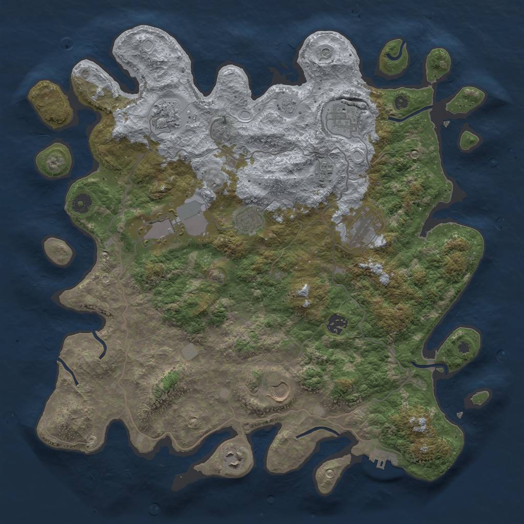 Rust Map: Procedural Map, Size: 4000, Seed: 46411, 17 Monuments