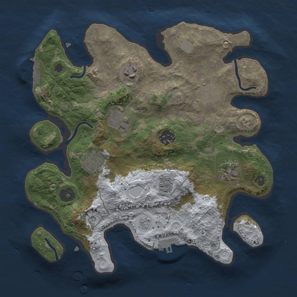 Rust Map: Procedural Map, Size: 3000, Seed: 5566, 16 Monuments