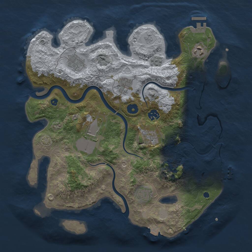 Rust Map: Procedural Map, Size: 3500, Seed: 12468, 14 Monuments