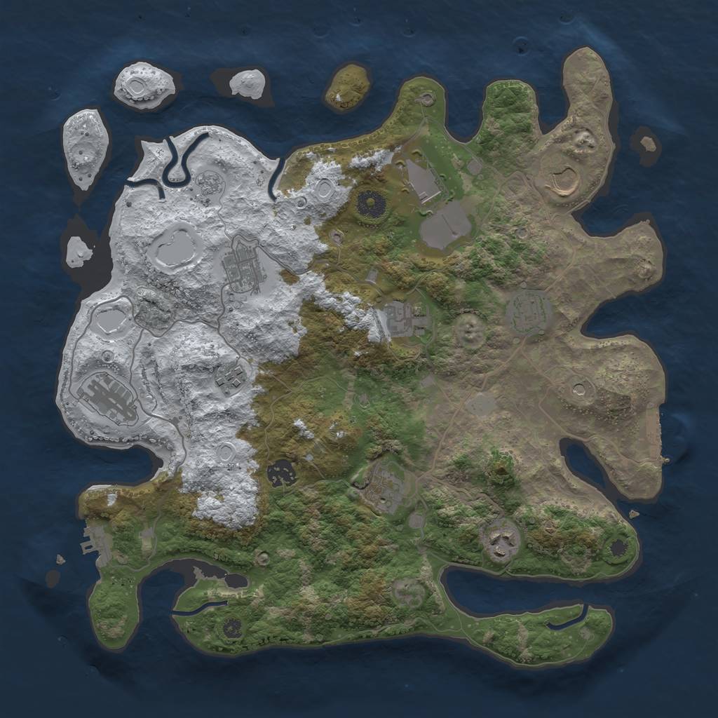 Rust Map: Procedural Map, Size: 3750, Seed: 425835204, 19 Monuments