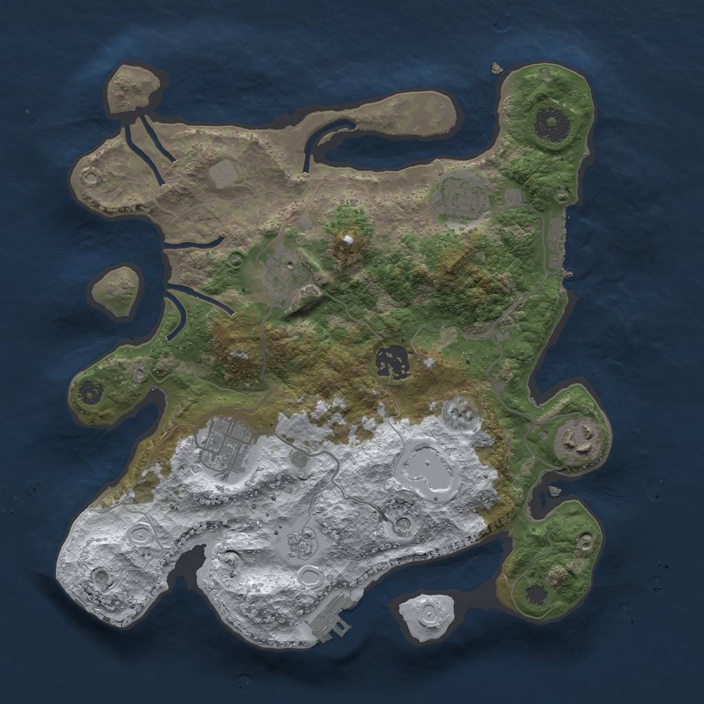 Rust Map: Procedural Map, Size: 3000, Seed: 2258, 14 Monuments