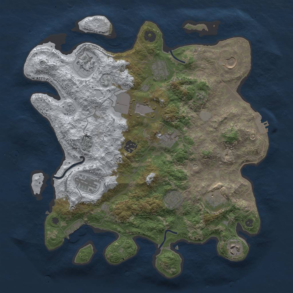 Rust Map: Procedural Map, Size: 3700, Seed: 492880405, 20 Monuments