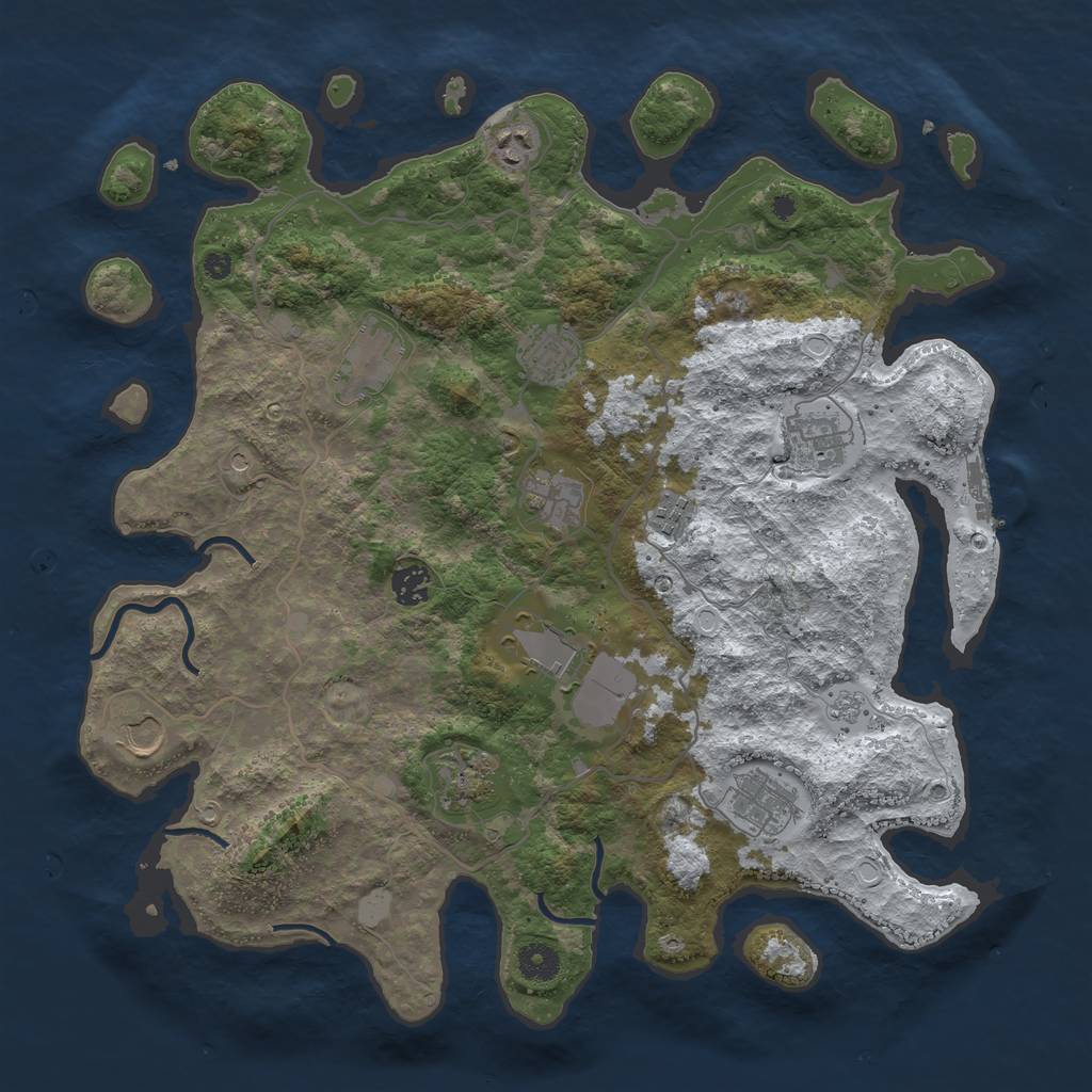 Rust Map: Procedural Map, Size: 4050, Seed: 1779626503, 19 Monuments
