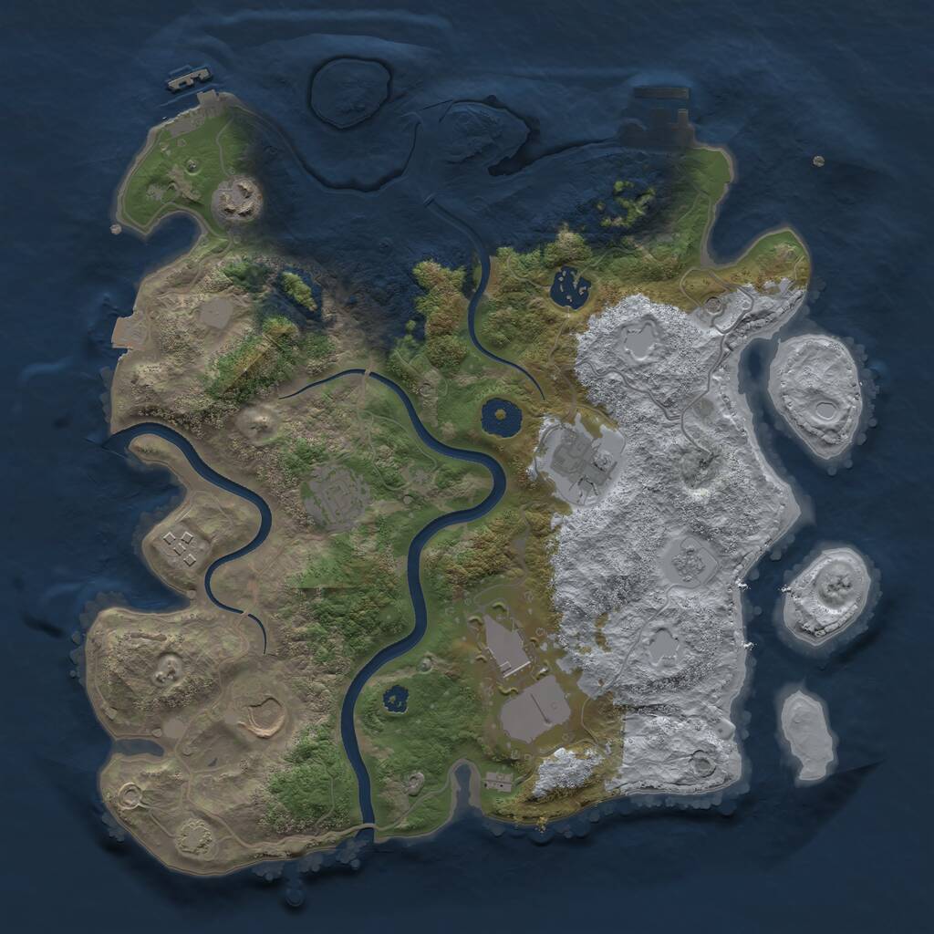 Rust Map: Procedural Map, Size: 3500, Seed: 562892689, 13 Monuments