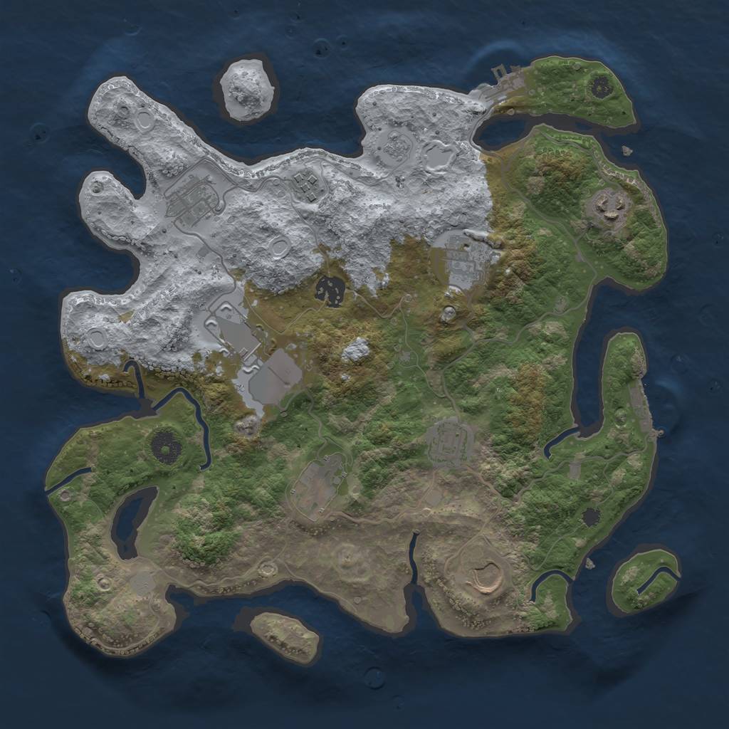 Rust Map: Procedural Map, Size: 3500, Seed: 865128711, 17 Monuments