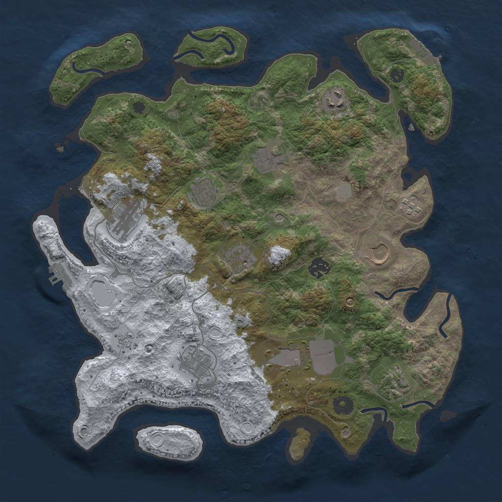 Rust Map: Procedural Map, Size: 3700, Seed: 1170725705, 20 Monuments