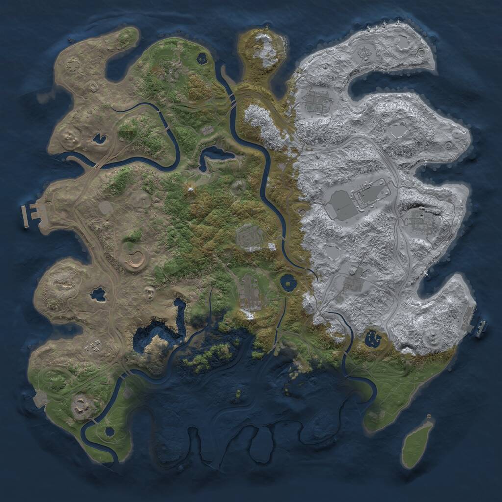 Rust Map: Procedural Map, Size: 4500, Seed: 898590780, 17 Monuments