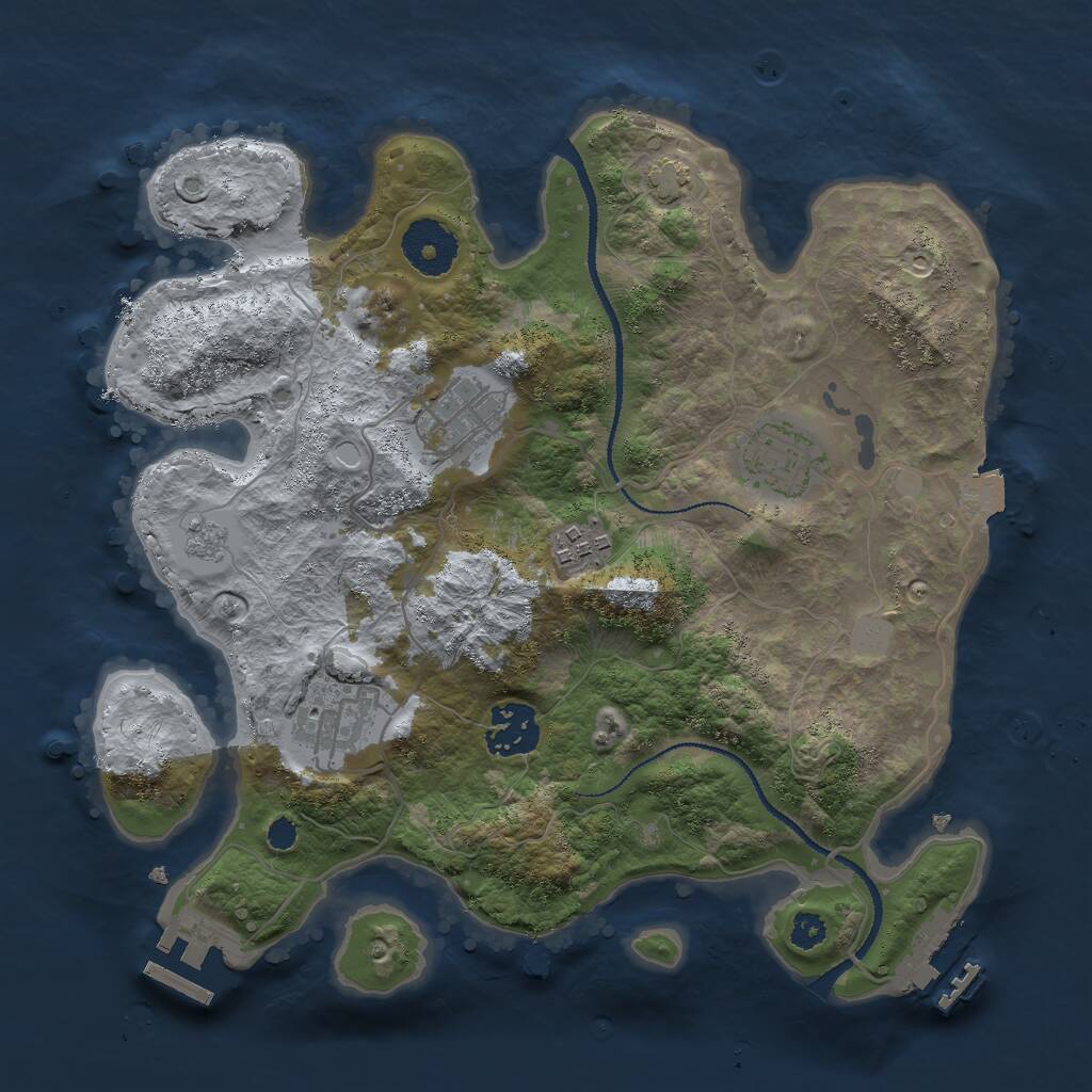 Rust Map: Procedural Map, Size: 3000, Seed: 21888, 10 Monuments