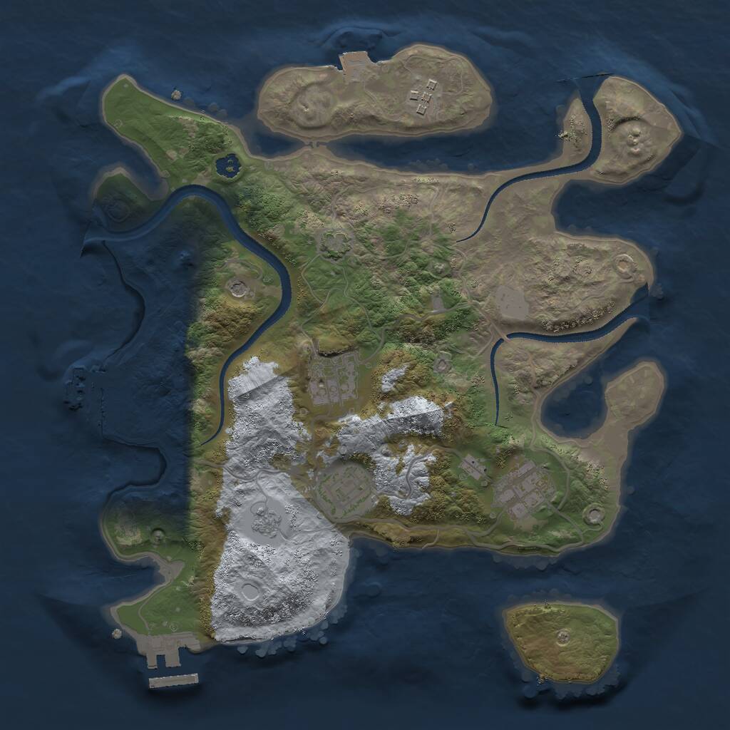 Rust Map: Procedural Map, Size: 3000, Seed: 24965, 10 Monuments