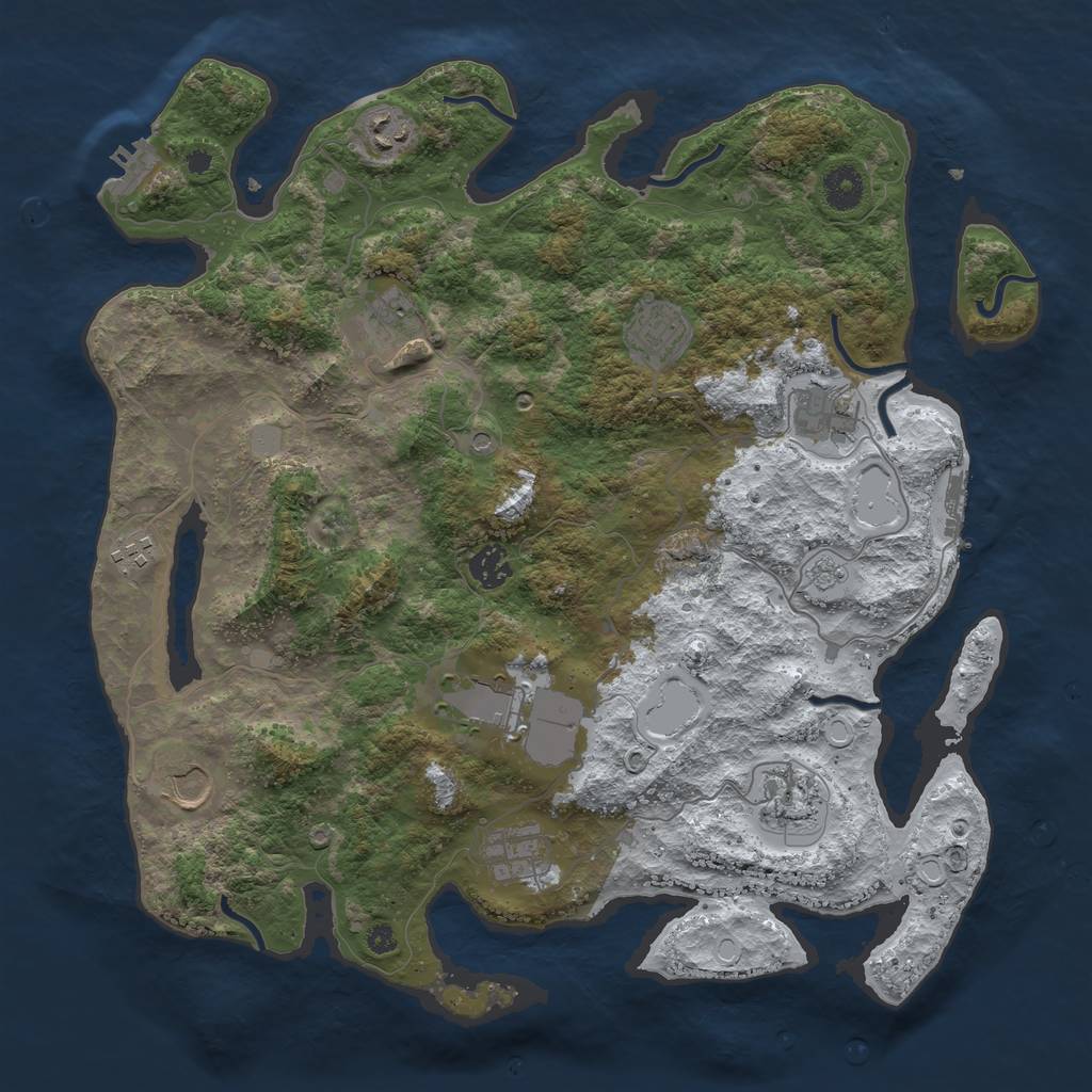 Rust Map: Procedural Map, Size: 3850, Seed: 728262372, 19 Monuments