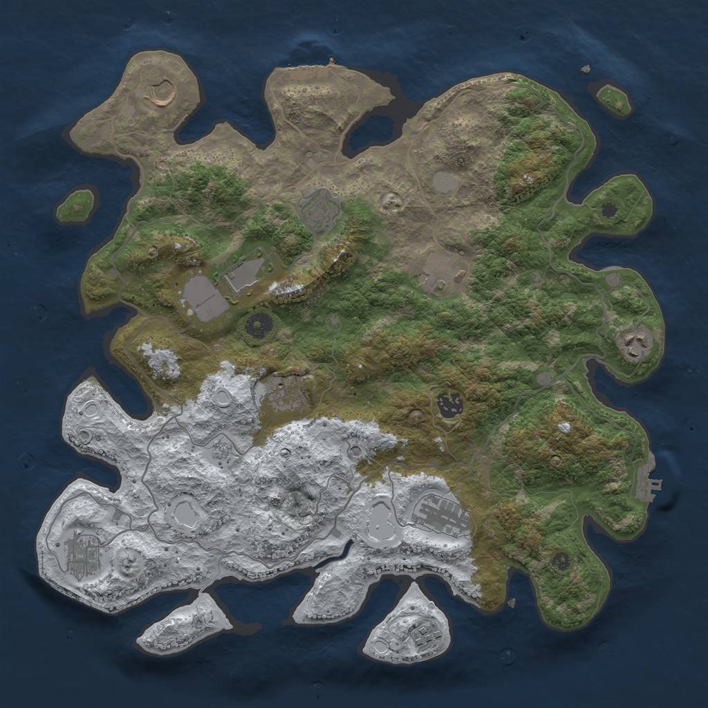 Rust Map: Procedural Map, Size: 4000, Seed: 1016743430, 19 Monuments