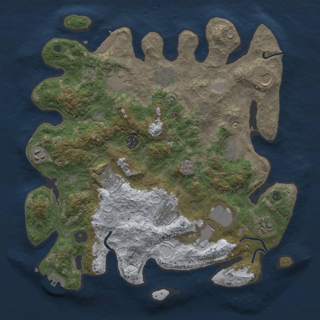 Rust Map: Procedural Map, Size: 3750, Seed: 981382355, 20 Monuments