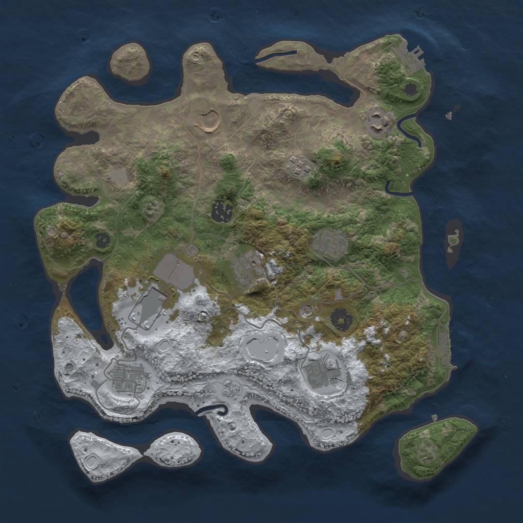 Rust Map: Procedural Map, Size: 3500, Seed: 618715196, 18 Monuments