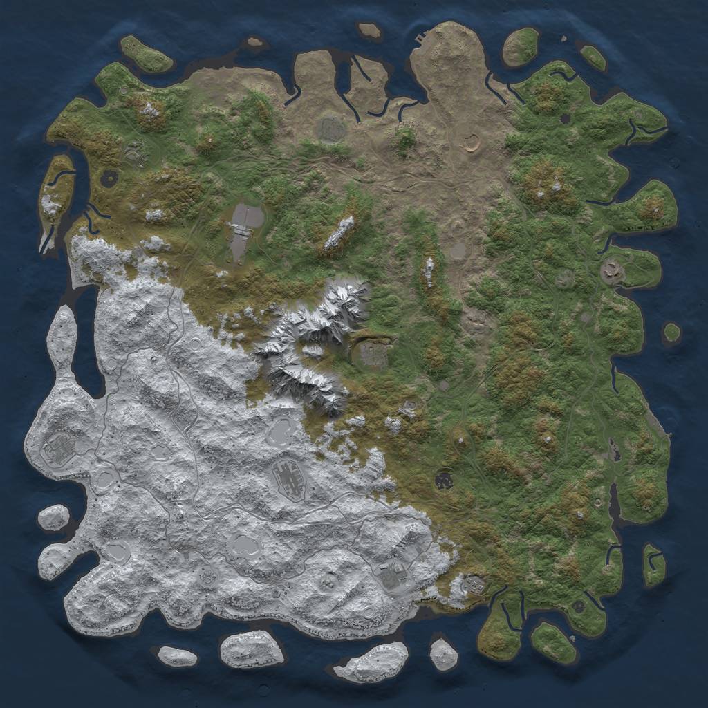 Rust Map: Procedural Map, Size: 6000, Seed: 447315256, 20 Monuments