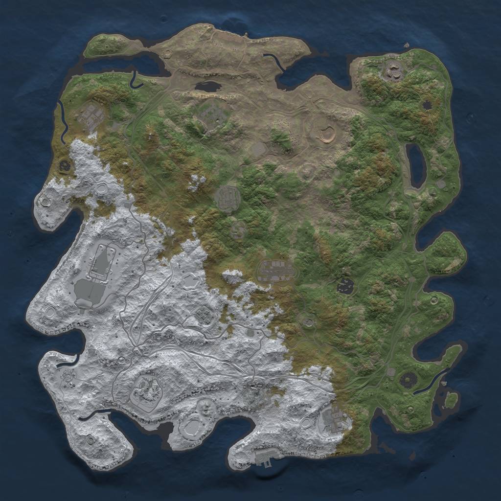 Rust Map: Procedural Map, Size: 4500, Seed: 1310843516, 20 Monuments