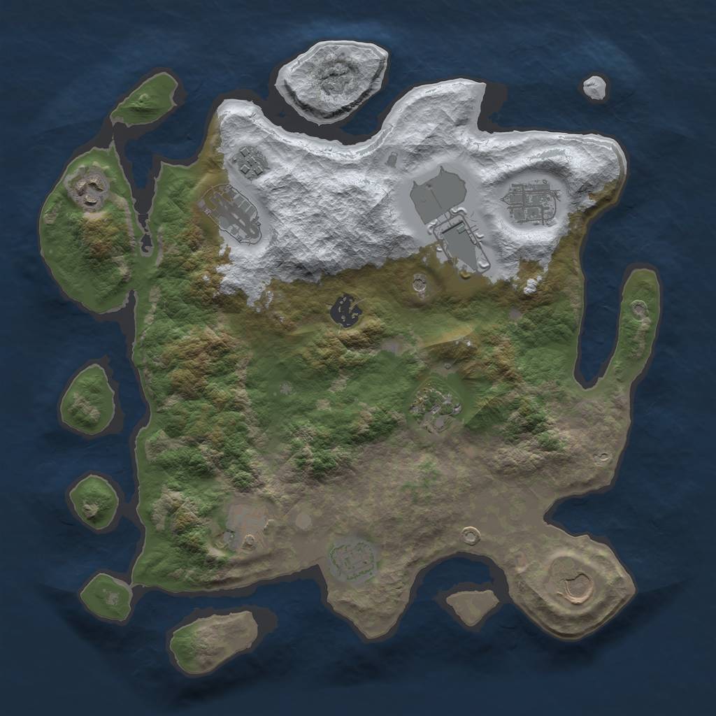 Rust Map: Barren, Size: 3500, Seed: 907104269, 13 Monuments
