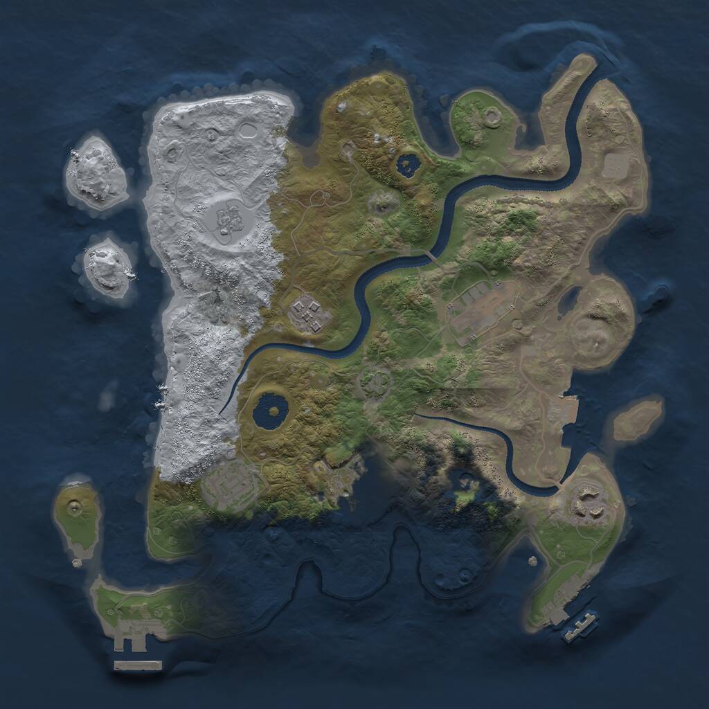 Rust Map: Procedural Map, Size: 3000, Seed: 4659, 11 Monuments