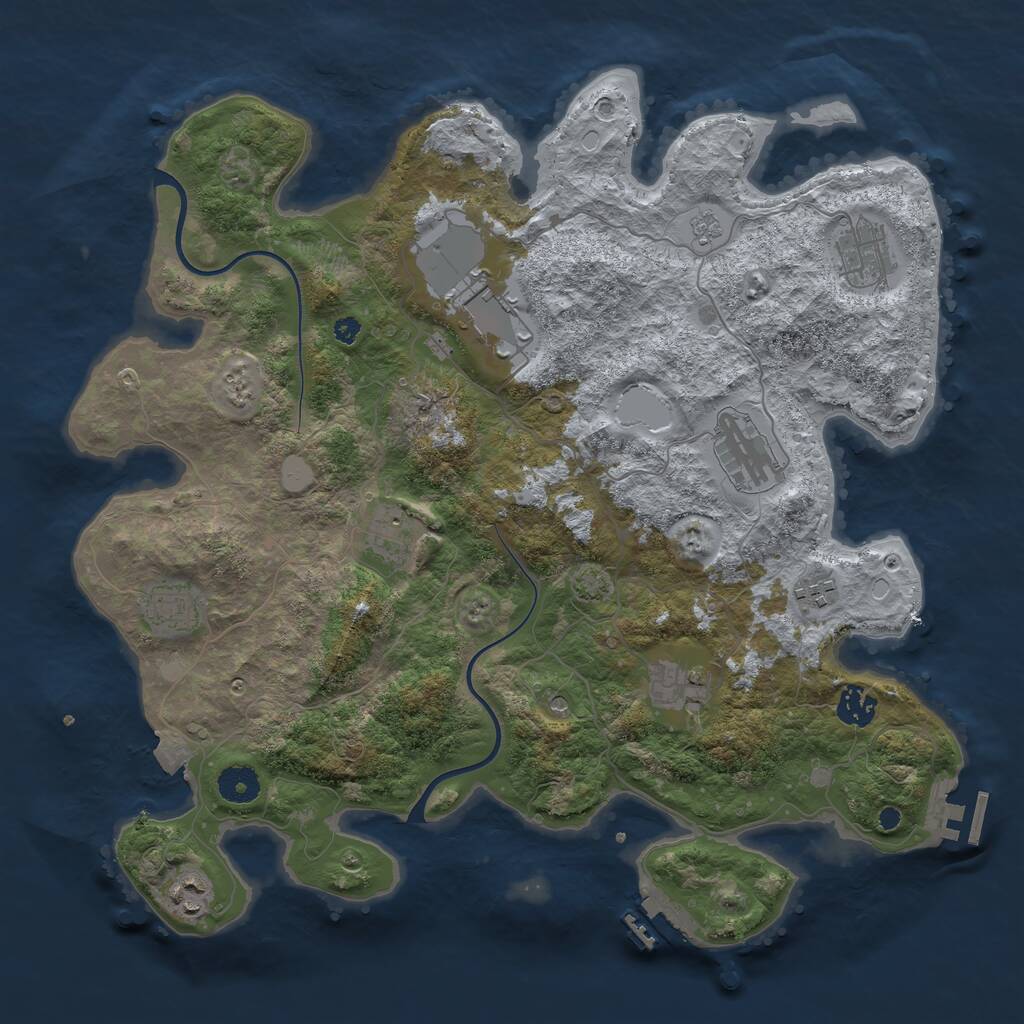 Rust Map: Procedural Map, Size: 3850, Seed: 1242924989, 15 Monuments