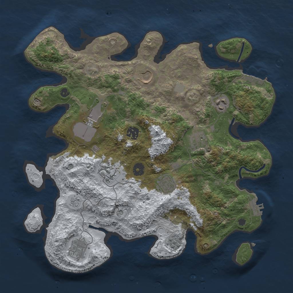 Rust Map: Procedural Map, Size: 3500, Seed: 2057399028, 18 Monuments