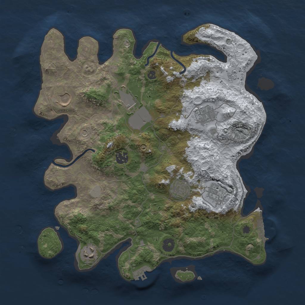 Rust Map: Procedural Map, Size: 3500, Seed: 822960479, 16 Monuments