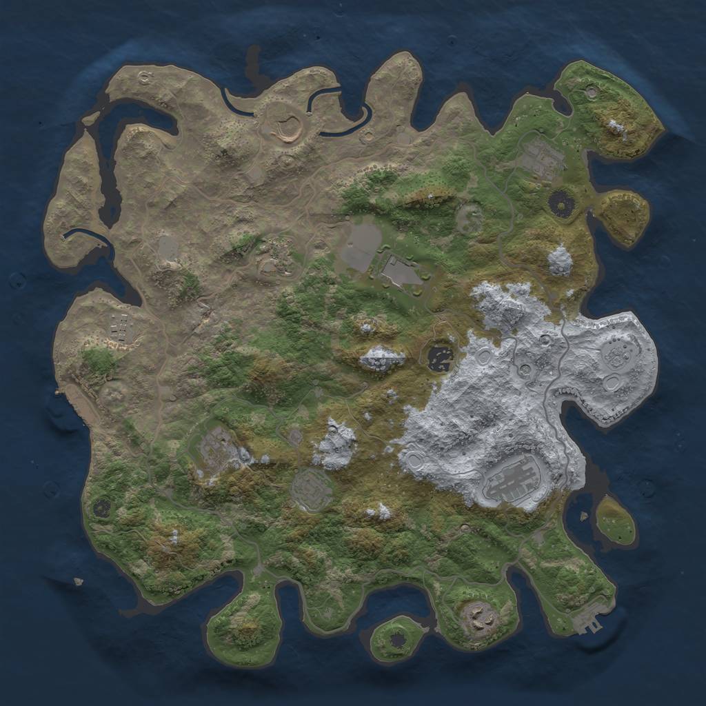 Rust Map: Procedural Map, Size: 4000, Seed: 642837, 19 Monuments