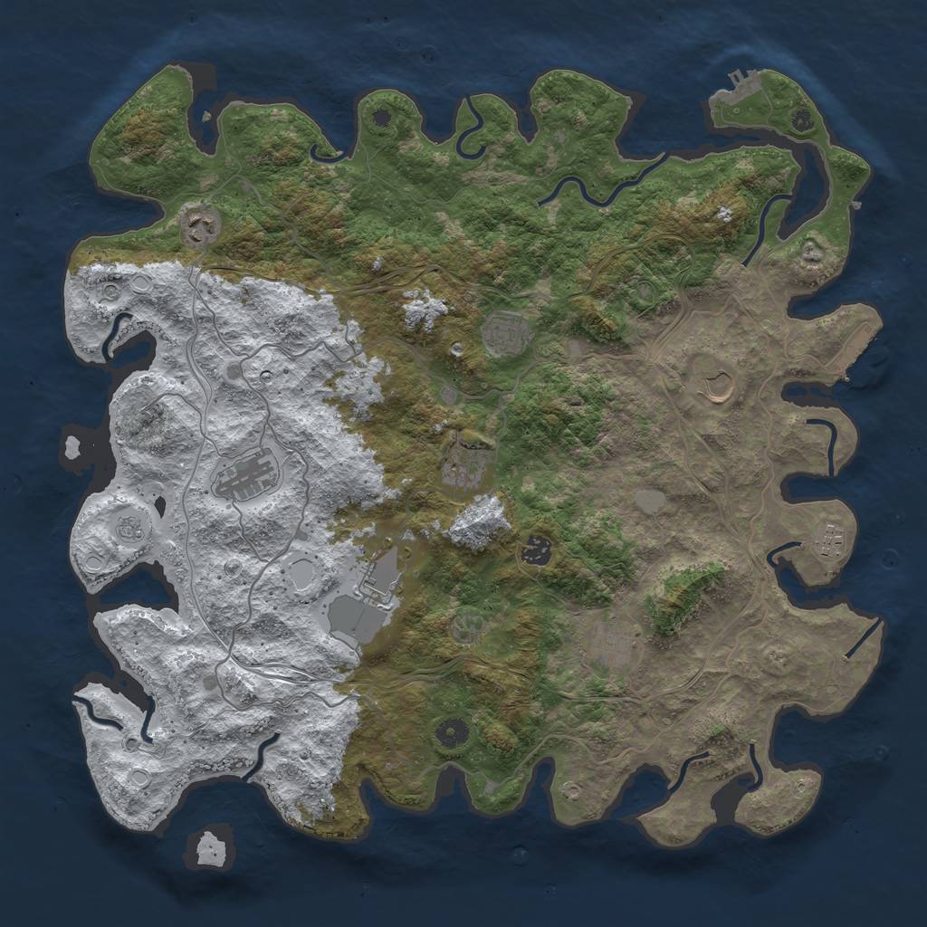 Rust Map: Procedural Map, Size: 4500, Seed: 3465791, 18 Monuments