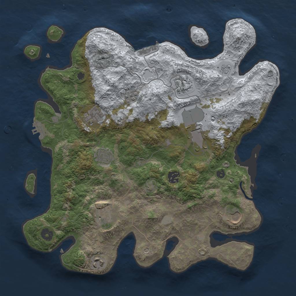 Rust Map: Procedural Map, Size: 3600, Seed: 66836, 18 Monuments