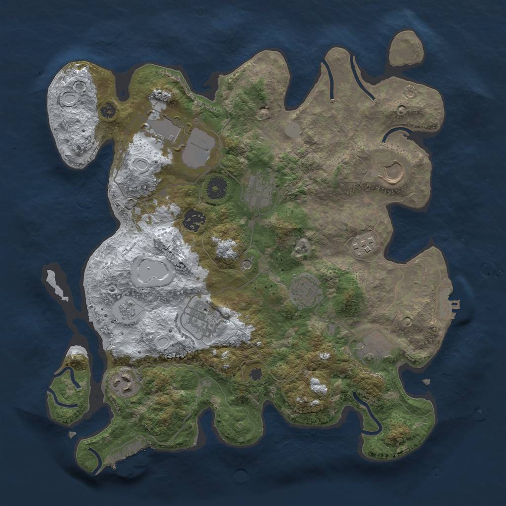 Rust Map: Procedural Map, Size: 3500, Seed: 593669908, 18 Monuments