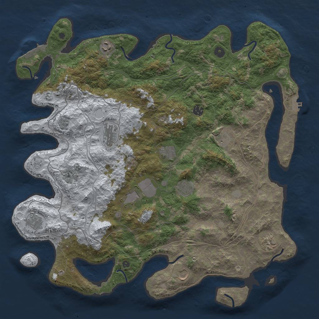 Rust Map: Procedural Map, Size: 4500, Seed: 207216642, 20 Monuments