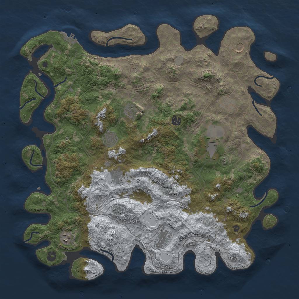 Rust Map: Procedural Map, Size: 4500, Seed: 5305342, 18 Monuments