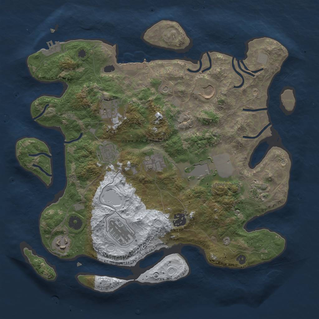 Rust Map: Procedural Map, Size: 3500, Seed: 2043333154, 17 Monuments