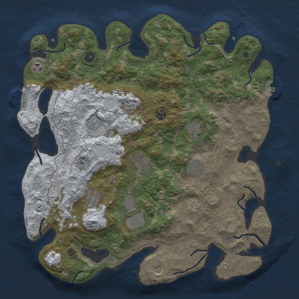 Rust Map: Procedural Map, Size: 4250, Seed: 86929372, 20 Monuments