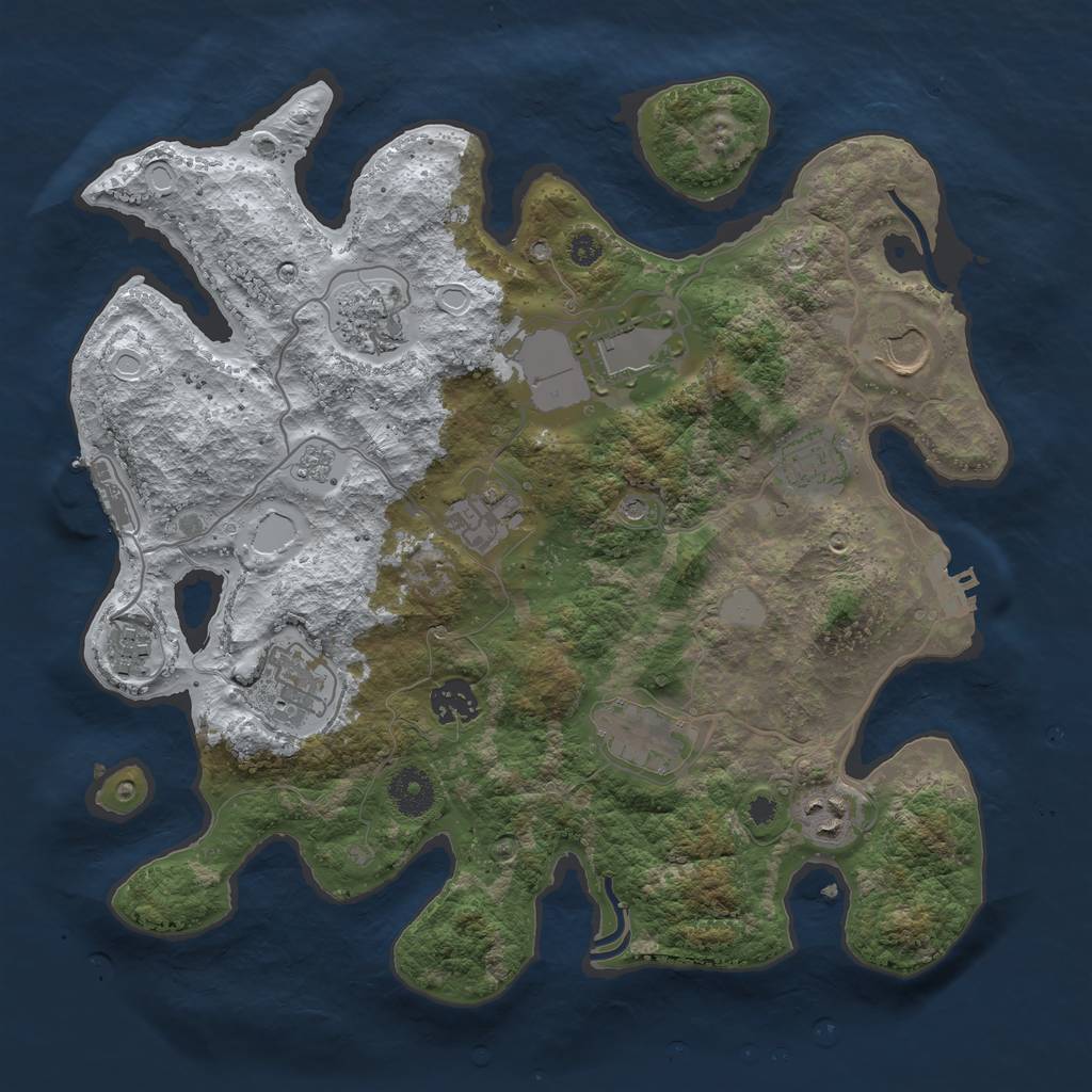Rust Map: Procedural Map, Size: 3500, Seed: 793724039, 19 Monuments