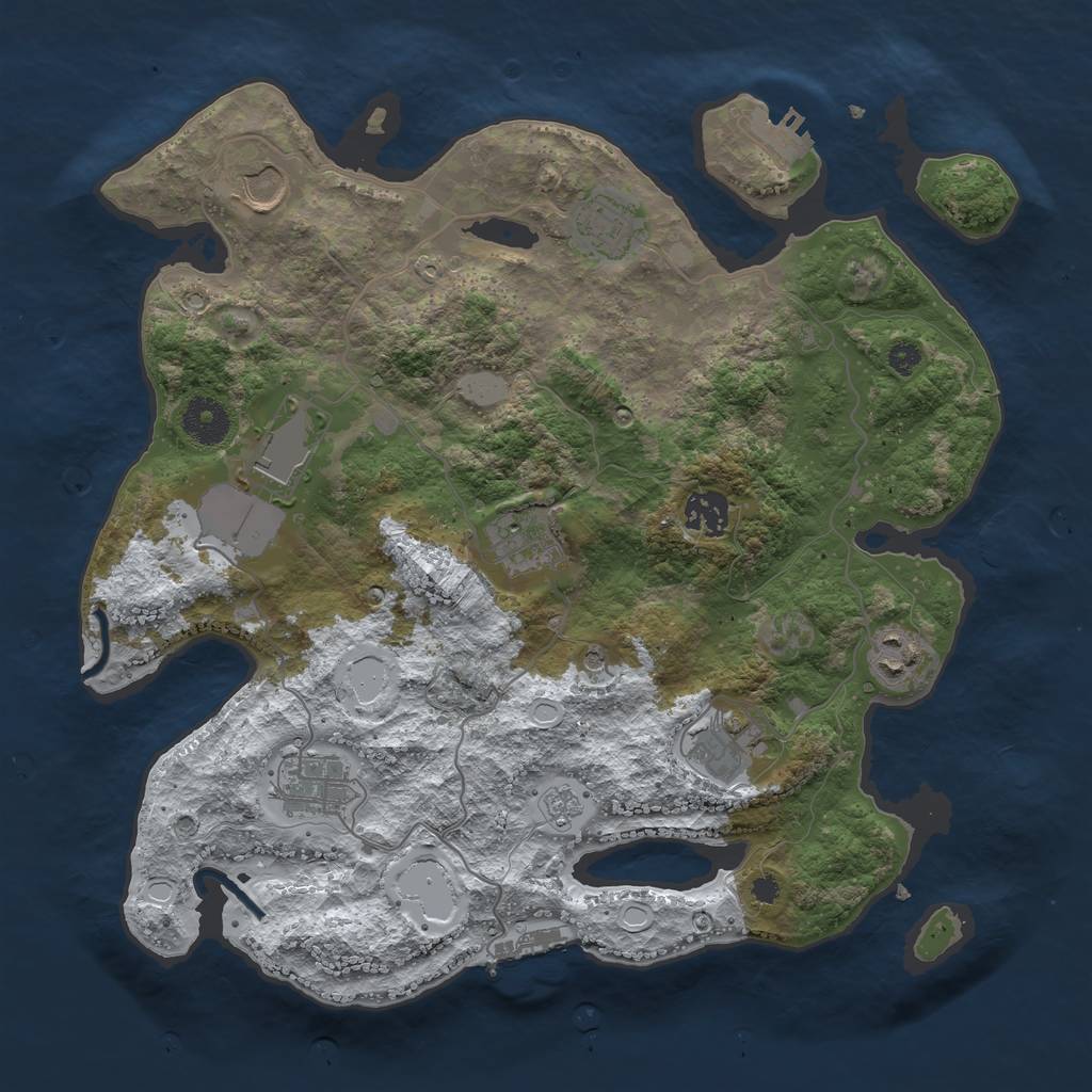 Rust Map: Procedural Map, Size: 3500, Seed: 9657508, 17 Monuments