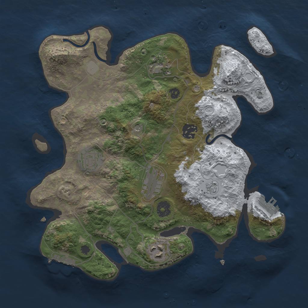 Rust Map: Procedural Map, Size: 3000, Seed: 38758, 14 Monuments