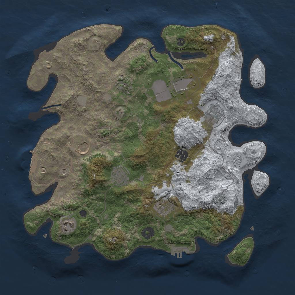 Rust Map: Procedural Map, Size: 3550, Seed: 79419, 18 Monuments
