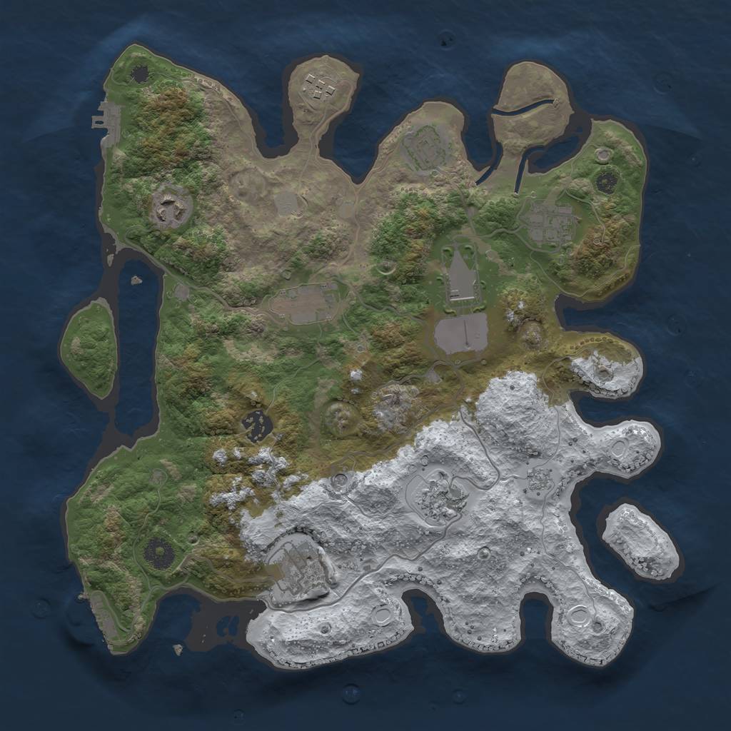 Rust Map: Procedural Map, Size: 3550, Seed: 126541, 18 Monuments