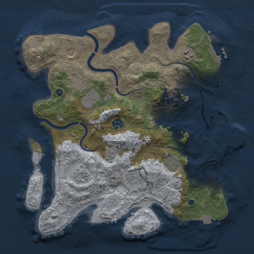 Rust Map: Procedural Map, Size: 3500, Seed: 43470084, 14 Monuments